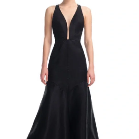 J. Mendel | Dresses | J Mendel Black Halter Plunge Neck Gown